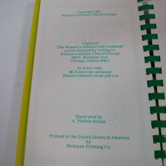 Womans Athletic Club Cookbook 1973 Illustrated Recipes VTG Comb-bound - Picture 2 of 5